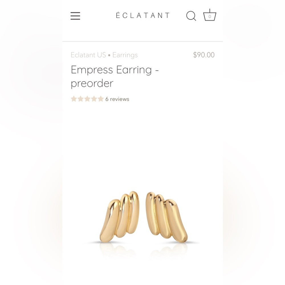 Brand new Eclatant Earrings 16k gold filled